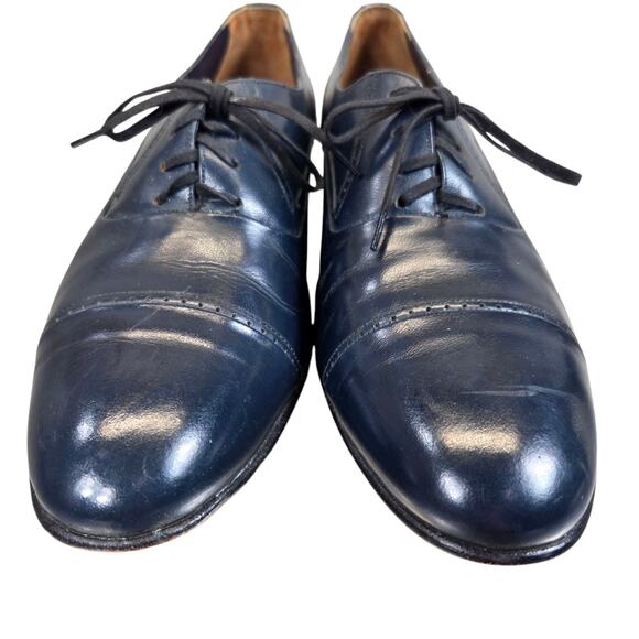 SAMUEL WINDSOR OXFORDS 11D Mens Blue Leather Dress Shoes Office Business Church‎ - Picture 3 of 11